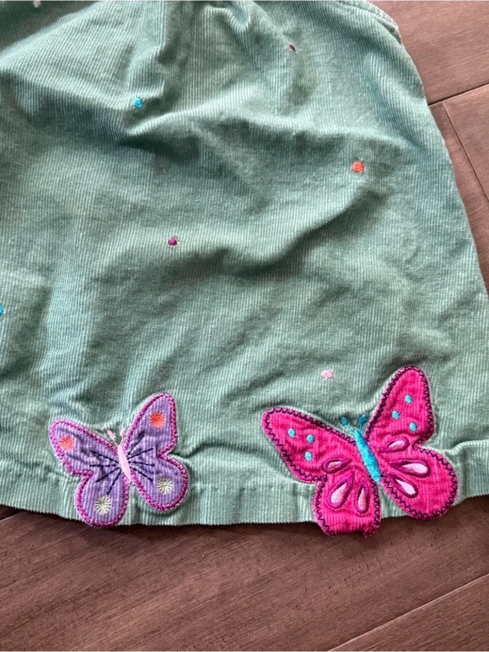 Bonnie Baby Mint Green Corduroy Butterfly Embroidered Dress 18M EUC
